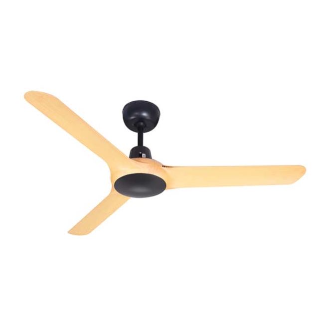 Spyda 50" AC 3 Blade Ventair Ceiling Fan in Matt Black with Bamboo SPY1253NBAM