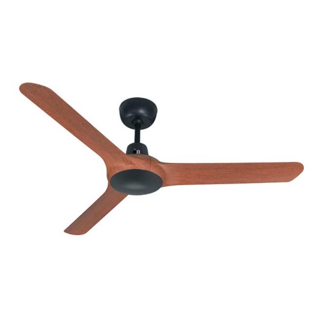 Spyda 50" AC 3 Blade Ventair Ceiling Fan in Matt Black with Teak SPY1253NTK