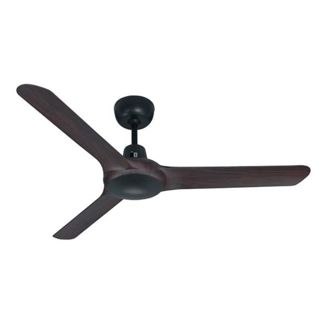 Spyda 50" AC 3 Blade Ventair Ceiling Fan in Matt Black with Walnut SPY1253NWN