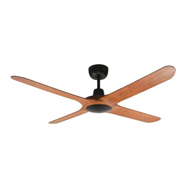 Spyda 50" AC 4 Blade Ventair Ceiling Fan in Matt Black with Teak SPY1254TK