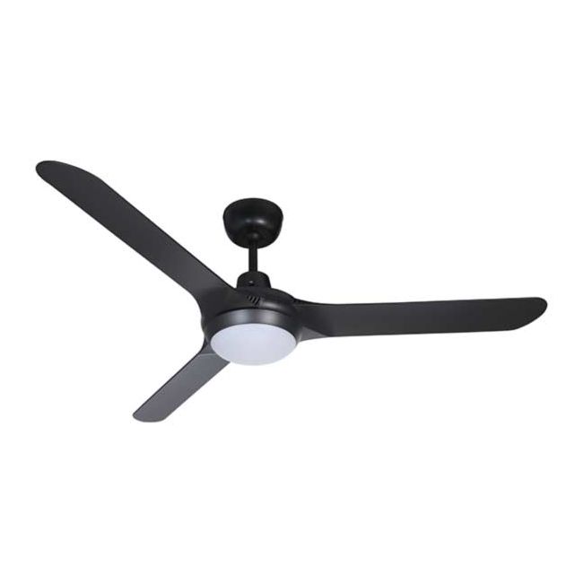 Spyda 56" AC 3 Blade Ventair Ceiling Fan with LED Light in Matt Black SPY1423BL-L