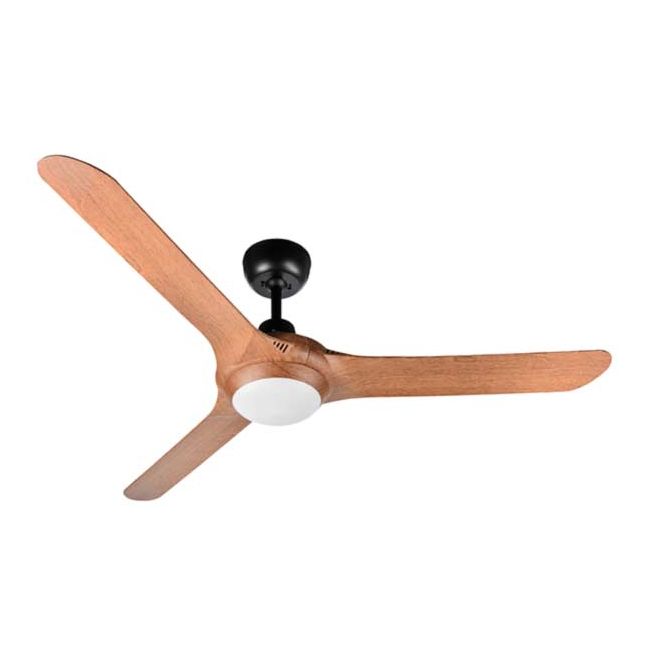 Spyda 56" AC 3 Blade Ventair Ceiling Fan with LED Light in Matt Black with Teak SPY1423TK-L