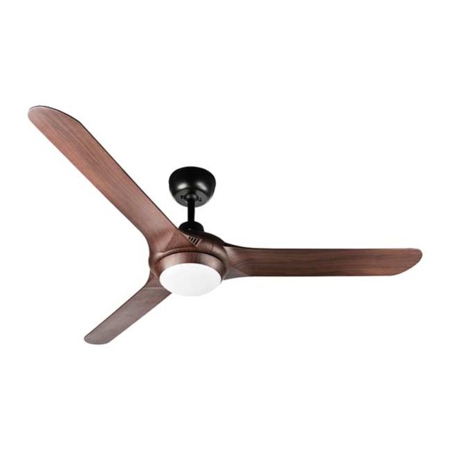 Spyda 56" AC 3 Blade Ventair Ceiling Fan with LED Light in Matt Black with Walnut SPY1423WN-L