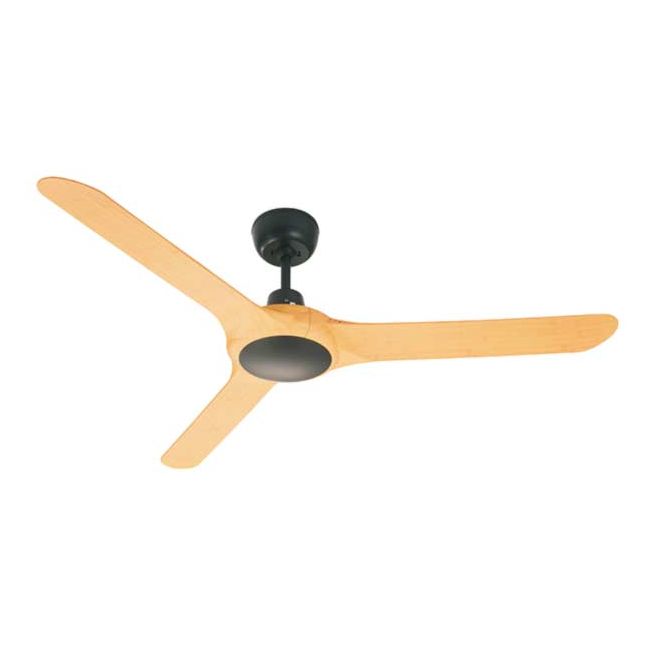 Spyda 56" AC 3 Blade Ventair Ceiling Fan in Matt Black with Bamboo SPY1423NBAM