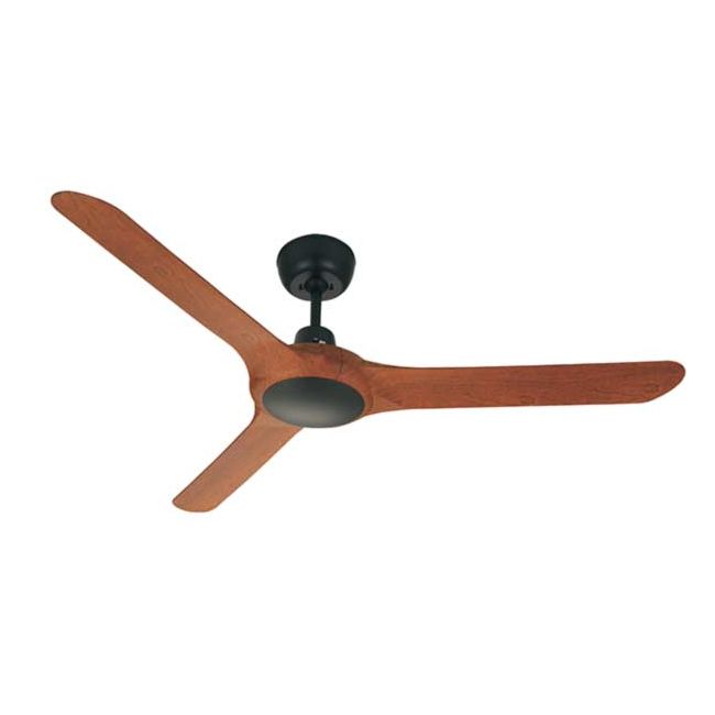 Spyda 56" AC 3 Blade Ventair Ceiling Fan in Matt Black with Teak SPY1423NTK