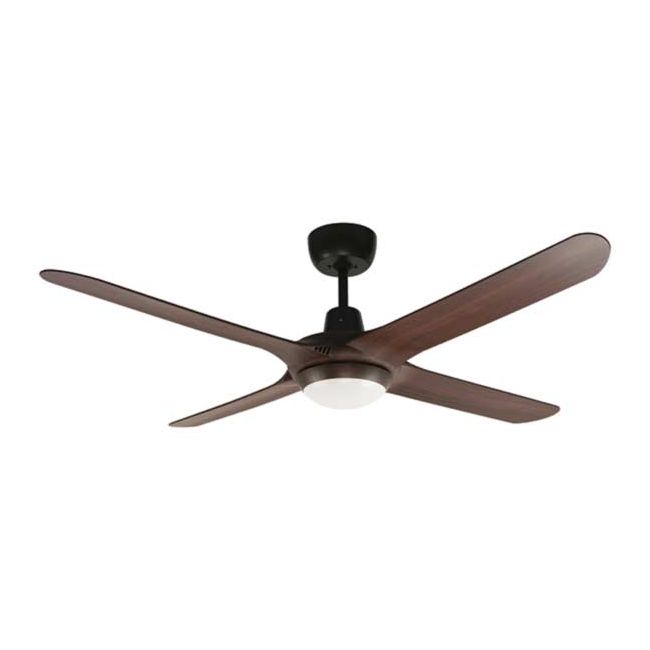 Spyda 56" AC 4 Blade Ventair Ceiling Fan with LED Light in Matt Black with Walnut SPY1424WN-L