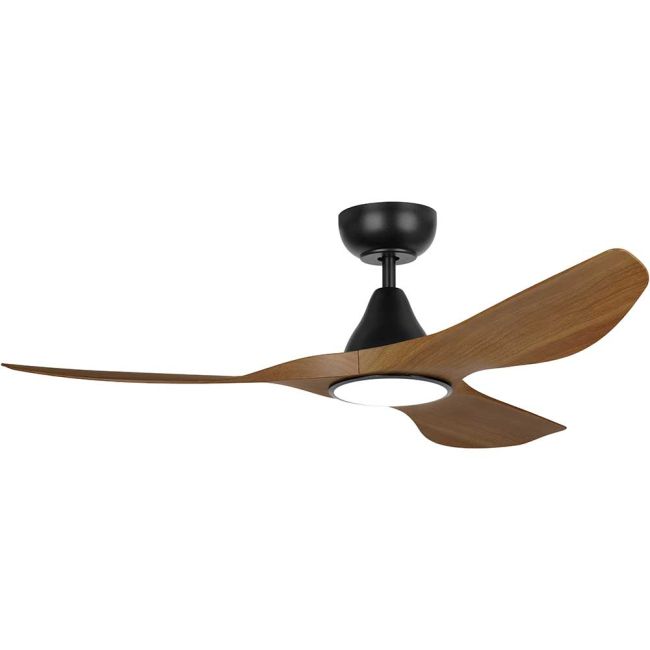 Surf 52" DC Ceiling Fan and LED Light in Black and Burmese Teak by Eglo 20549917