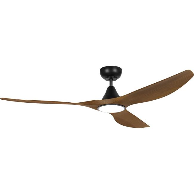 Surf 60" DC Ceiling Fan and LED Light in Black and Burmese Teak by Eglo 20550217