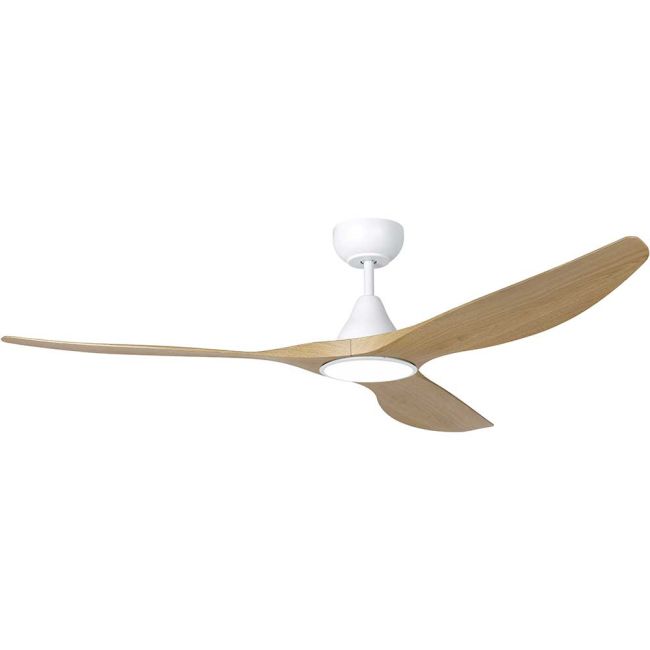 Surf 60" DC Ceiling Fan and LED Light in White and Oak by Eglo 20550216