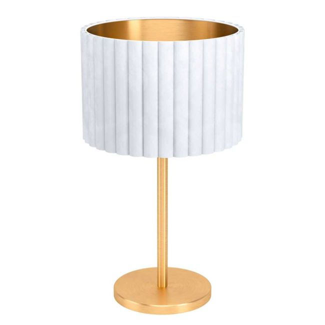 Tamaresco Brass and White Velvet Table Lamp by Eglo