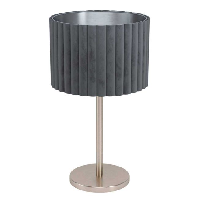 Tamaresco Satin Nickel and Grey Velvet Table Lamp by Eglo