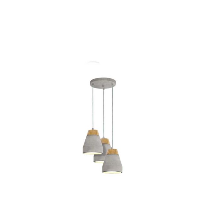 Tarega Wood and Concrete 3 Light Pendant by Eglo