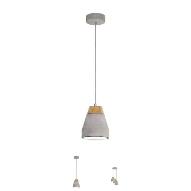 Tarega Wood and Concrete Pendant Light by Eglo