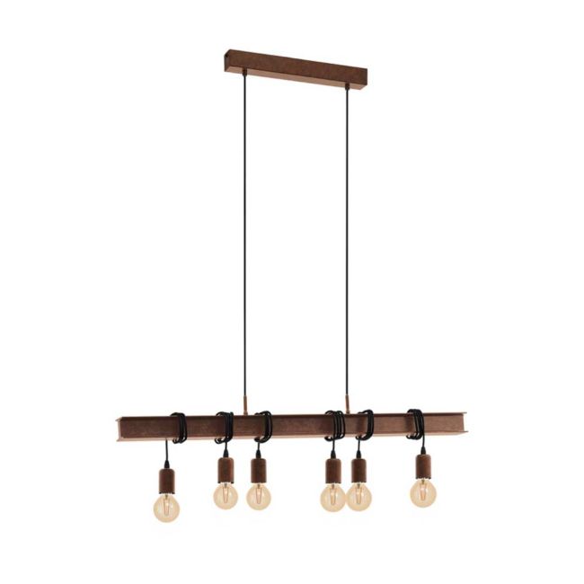 Townshend 4 Black & Brown 6 Globe Pendant by Eglo