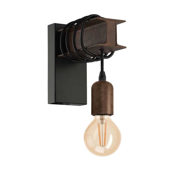 Townshend 4 Black & Brown Wall Light by Eglo