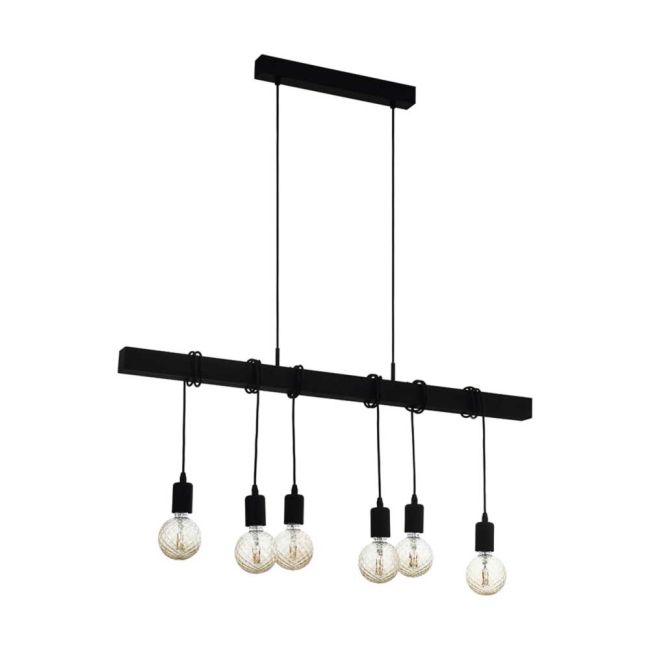 Townshend Black 6 Globe Pendant Light by Eglo