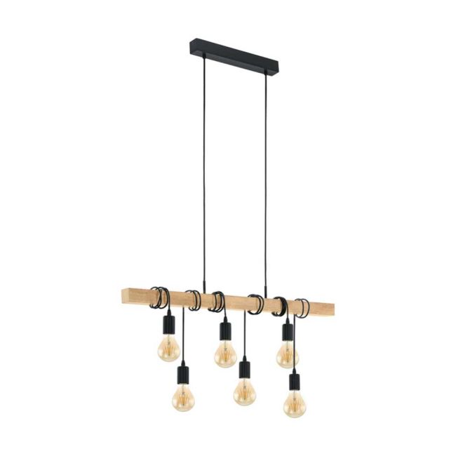 Townshend Black & Wood 6 Globe Pendant Light by Eglo