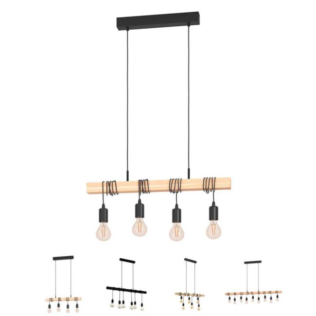 Townshend Black & Wood Pendant Light by Eglo