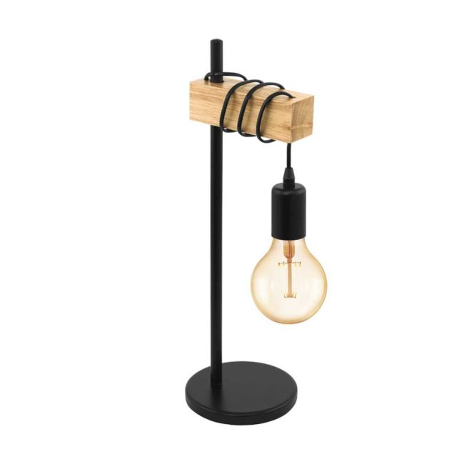 Townshend Black & Wood Table Lamp by Eglo