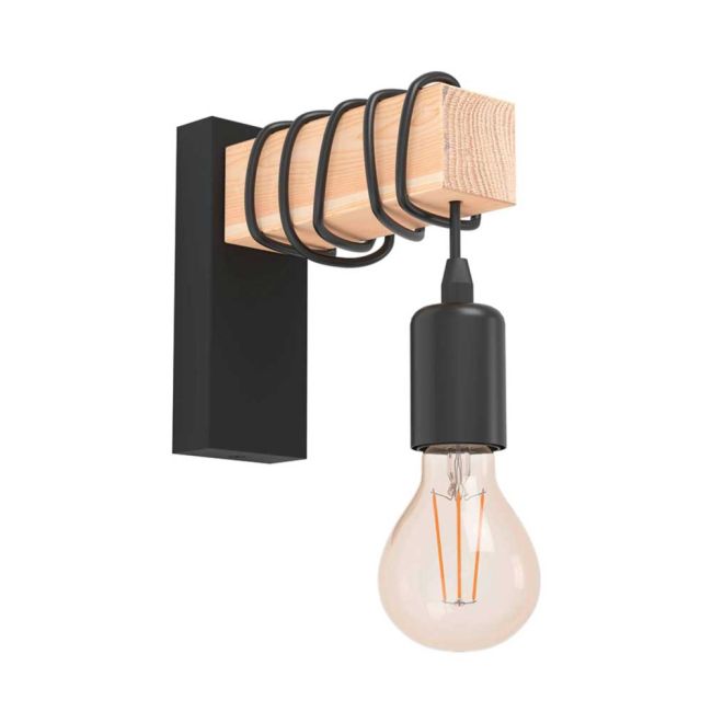 Townshend Black & Wood Wall Light by Eglo