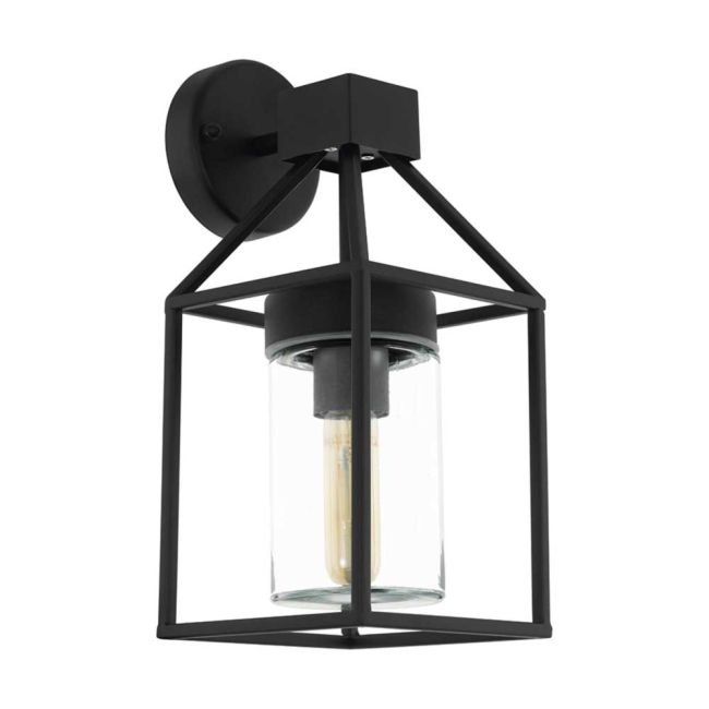 Trecate Black & Clear Glass Exterior Wall Light by Eglo