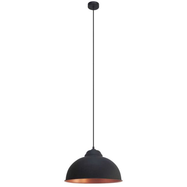 Truro 2 Black and Copper Pendant Light by Eglo