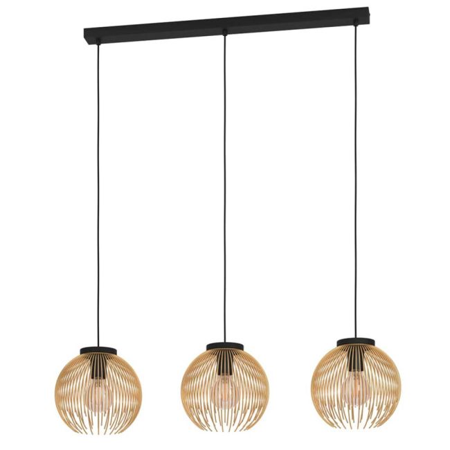 Venezuela Black and Gold 3 Light Pendant by Eglo