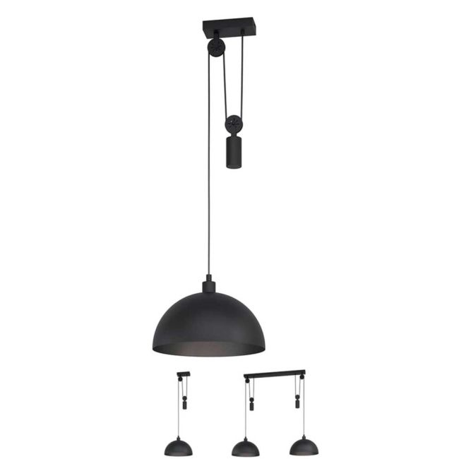 Winkworth Black Adjustable Pendant Light by Eglo