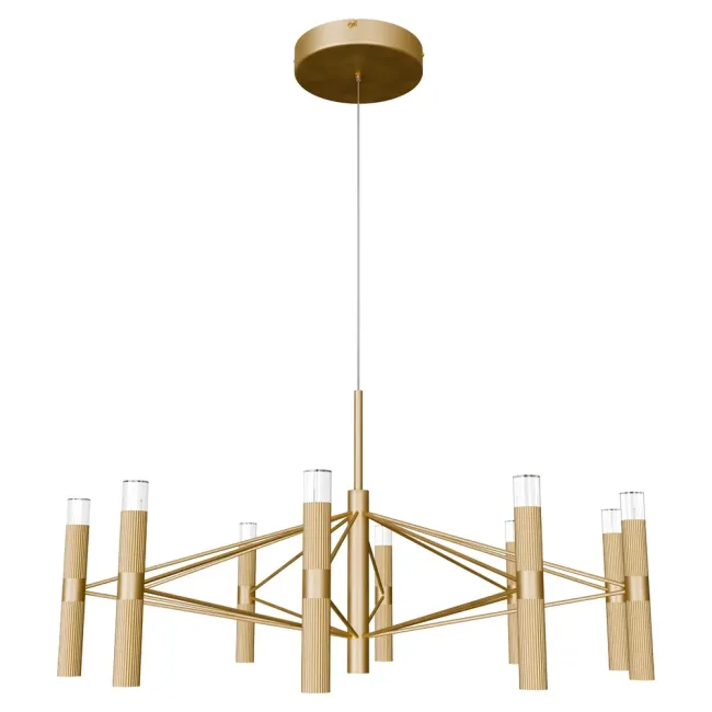 Calibo Aeris Fluted 10 Light LED Pendant in Gold AER-10PN-80-80W-GD