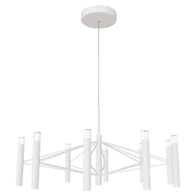 Calibo Aeris Fluted 10 Light LED Pendant in White AER-10PN-80-80W-WH