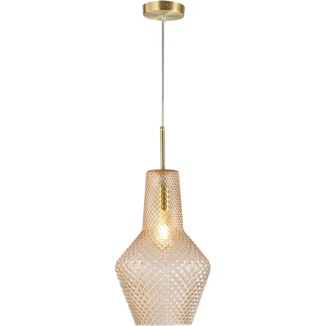 Calibo Avian Pendant Light in Gold with Amber Diamond Cut Glass AVI-1PN-25-E27-AM-GD