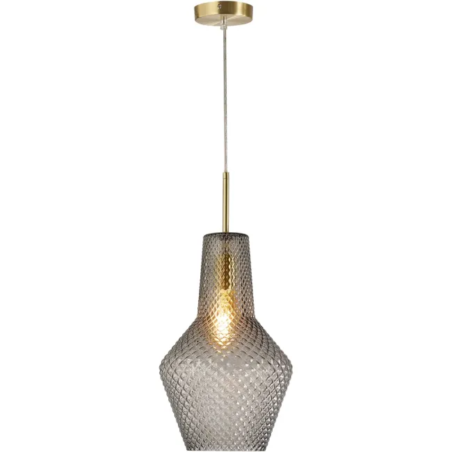 Calibo Avian Pendant Light in Gold with Smoke Diamond Cut Glass AVI-1PN-25-E27-SM-GD