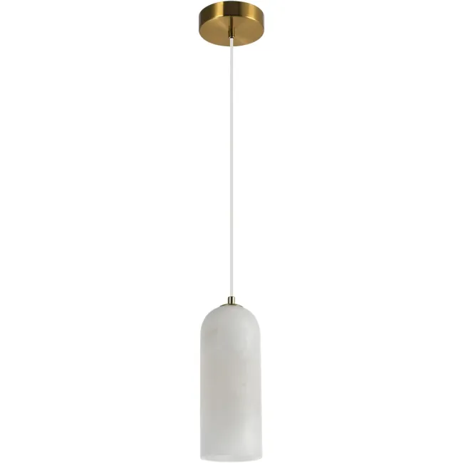 Calibo Bower Alabaster & Hand Blown Glass LED Pendant Light in Brass BOW-1PN-35-10W-BR