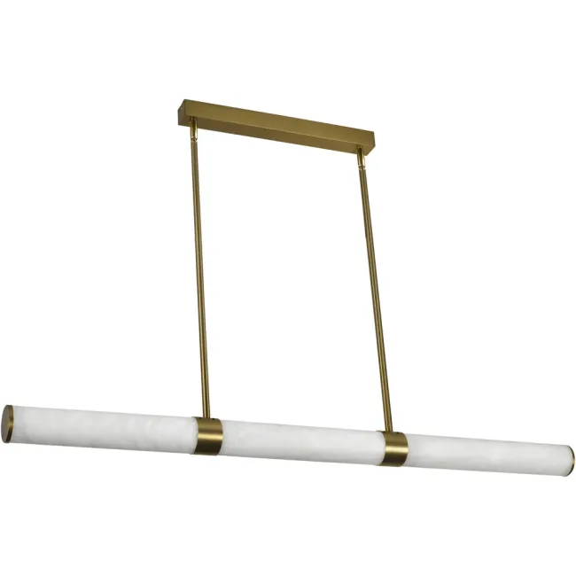 Calibo Bower Linear Pendant Light in Alabaster Stone with Brass BOW-120LN-36W-BR