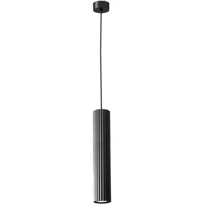 Calibo Canary Fluted 500mm Pendant Light in Black CAN-1PN-50-GU10-BK