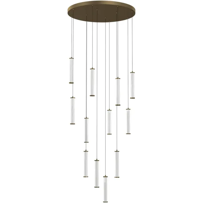 Calibo Charm Fluted 12 Light LED Pendant Light in Brass CHA-12PN-120W-BR