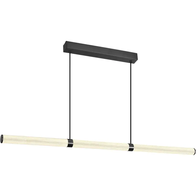 Calibo Charm Fluted 2000mm Linear LED Pendant Light in Black CHA-200LN-60W-BK