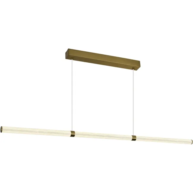 Calibo Charm Fluted 2500mm Linear LED Pendant Light in Brass CHA-250LN-75W-BR