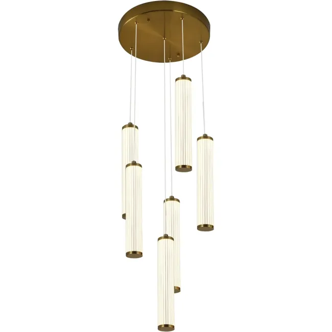 Calibo Charm Fluted 6 Light LED Pendant Light in Brass CHA-6PN-60W-BR