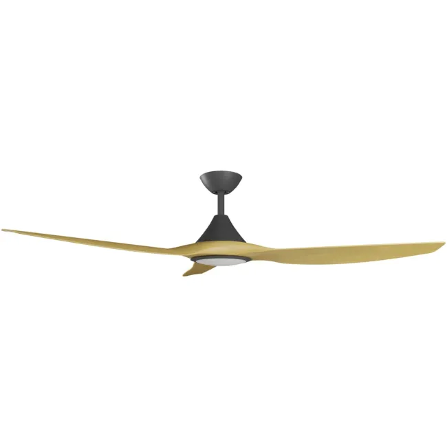 Calibo Cloudfan 60" DC Smart Ceiling Fan and LED Light in Black & Bamboo CFT-360B-BA-L