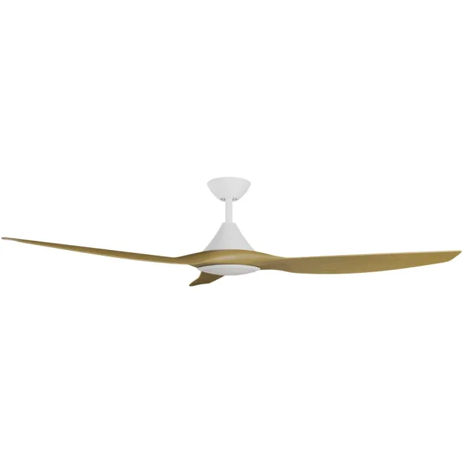Calibo Cloudfan 60" DC Smart Ceiling Fan and LED Light in White & Teak CFT-360W-TE-L