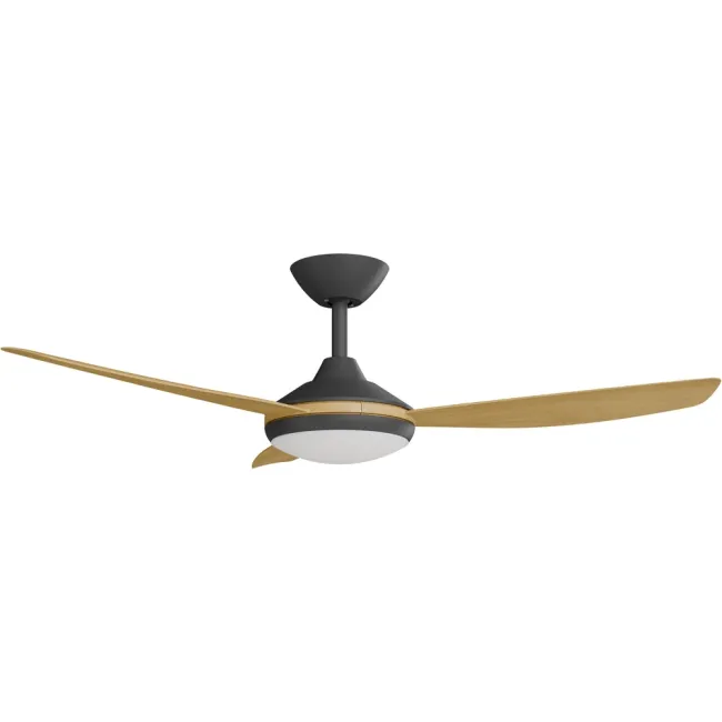 Calibo Condor 48" DC Smart Ceiling Fan and LED Light in Black & Bamboo CON-348B-BA-L