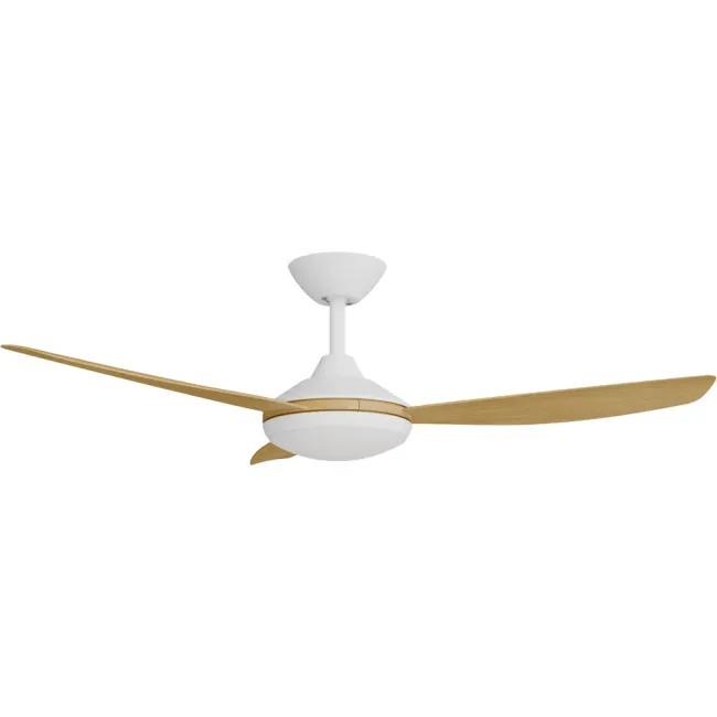 Calibo Condor 48" DC Smart Ceiling Fan and LED Light in White & Bamboo CON-348W-BA-L