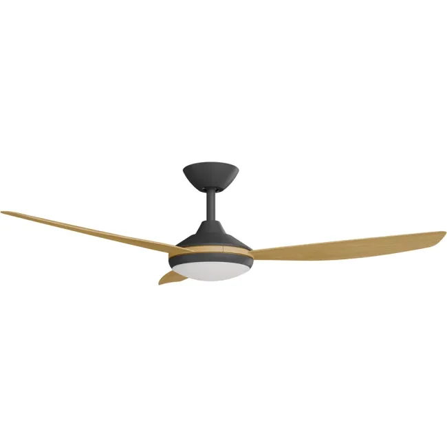 Calibo Condor 52" DC Smart Ceiling Fan and LED Light in Black & Bamboo CON-352B-BA-L