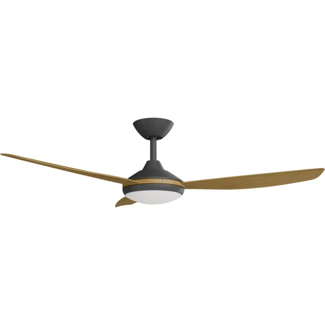 Calibo Condor 52" DC Smart Ceiling Fan and LED Light in Black & Teak CON-352B-TE-L