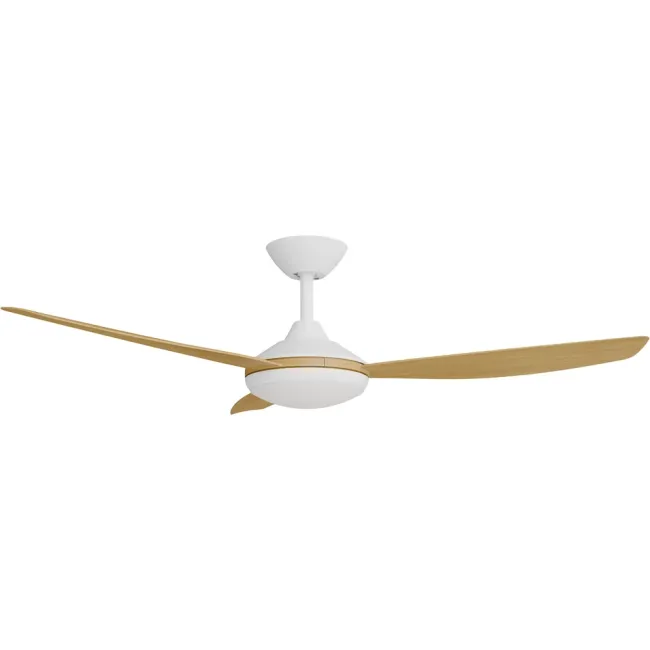 Calibo Condor 52" DC Smart Ceiling Fan and LED Light in White & Bamboo CON-352W-BA-L