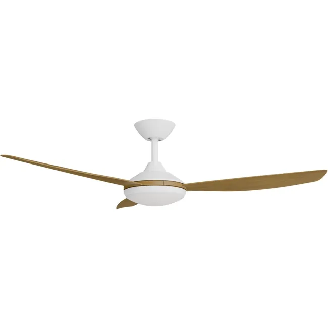 Calibo Condor 52" DC Smart Ceiling Fan and LED Light in White & Teak CON-352W-TE-L