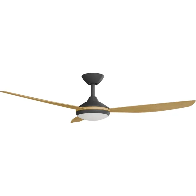 Calibo Condor 56" DC Smart Ceiling Fan and LED Light in Black & Bamboo CON-356B-BA-L