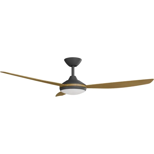 Calibo Condor 56" DC Smart Ceiling Fan and LED Light in Black & Teak CON-356B-TE-L