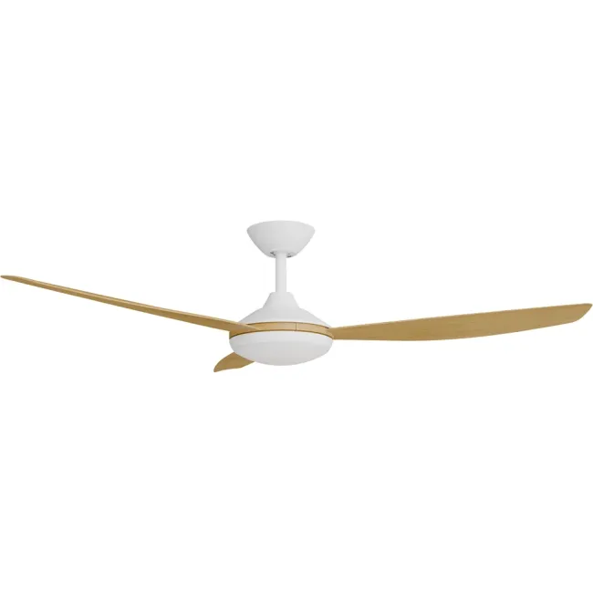 Calibo Condor 56" DC Smart Ceiling Fan and LED Light in White & Bamboo CON-356W-BA-L